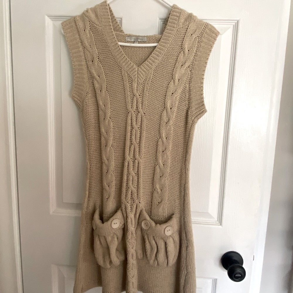 Costa Blanca V-neck sweater dress, crotchet pattern, Size small.